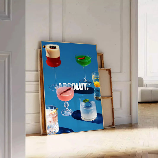 space stunning Absolut Cocktail Art poster bold black brown hues wall unique gift artwork essence style sophistication sizes A4 cm A0 perfect fit