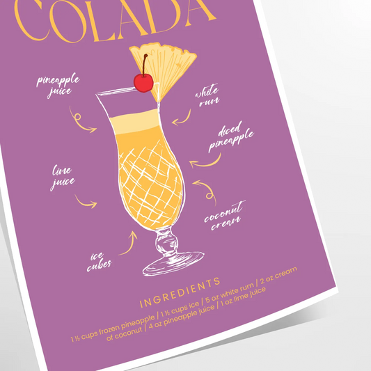 tropical twist space Pina Colada Cocktail Poster vibrant hues orange red striking wall art perfect gift lovers various print sizes A4 cm A0 decor today