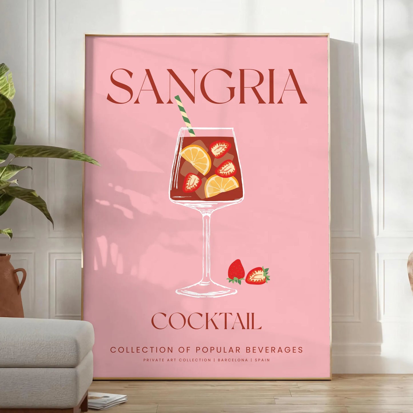 space captivating sangria cocktail poster vibrant orange hues stylish gray backdrop wall art unique gift artwork splash color creativity room standalone print