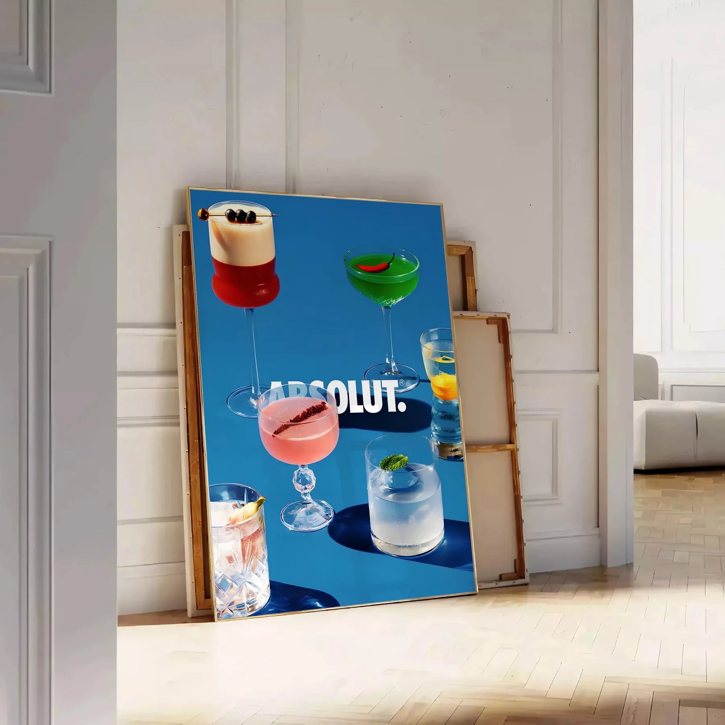 space stunning Absolut Cocktail Art poster bold black brown hues wall unique gift artwork essence style sophistication sizes A4 cm A0 perfect fit