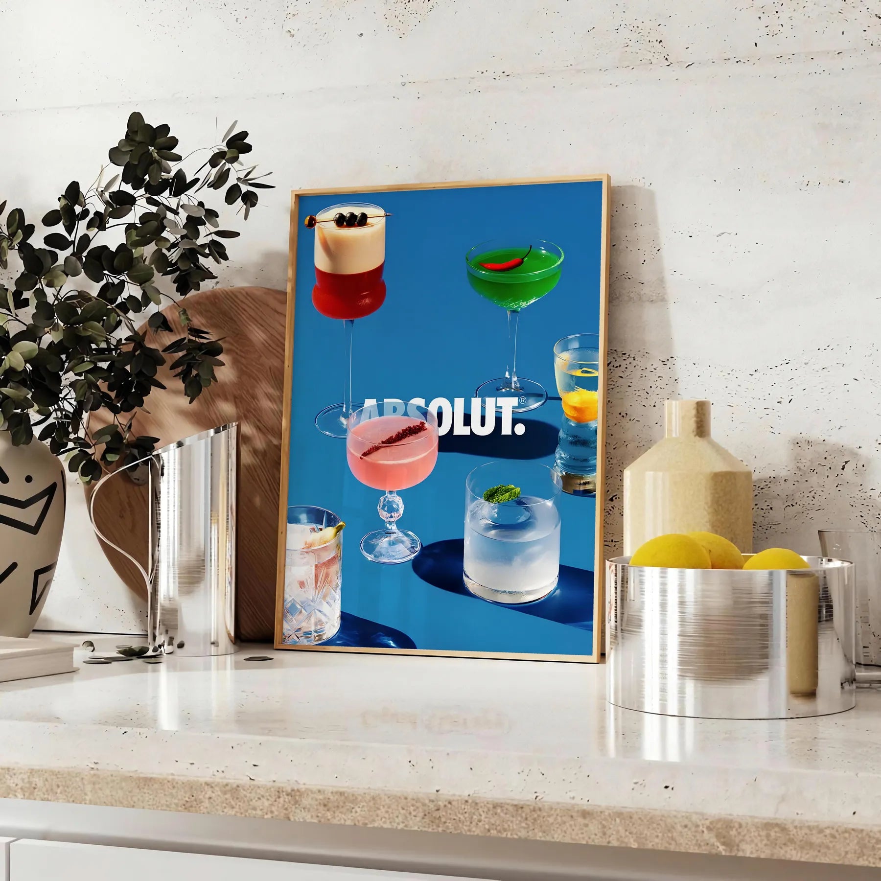 space stunning Absolut Cocktail Art poster bold black brown hues wall unique gift artwork essence style sophistication sizes A4 cm A0 perfect fit