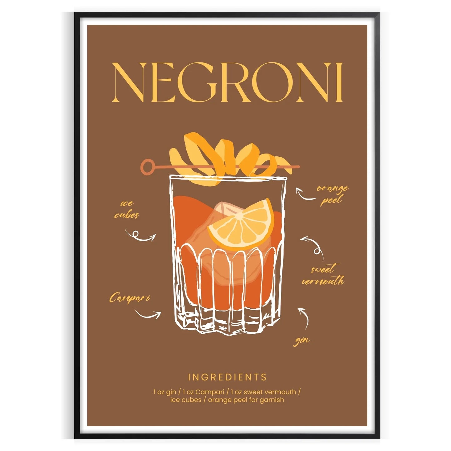 space vibrant Negroni Cocktail Art Poster green orange hues stunning print perfect wall lovers unique gift decor today available A4 cm A0