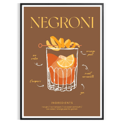 space vibrant Negroni Cocktail Art Poster green orange hues stunning print perfect wall lovers unique gift decor today available A4 cm A0
