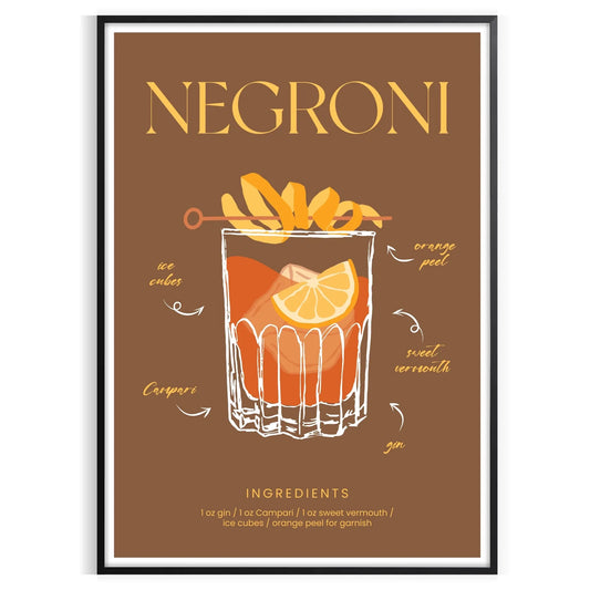 space vibrant Negroni Cocktail Art Poster green orange hues stunning print perfect wall lovers unique gift decor today available A4 cm A0