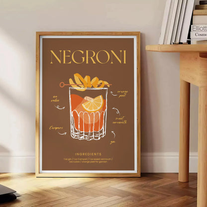 space vibrant Negroni Cocktail Art Poster green orange hues stunning print perfect wall lovers unique gift decor today available A4 cm A0