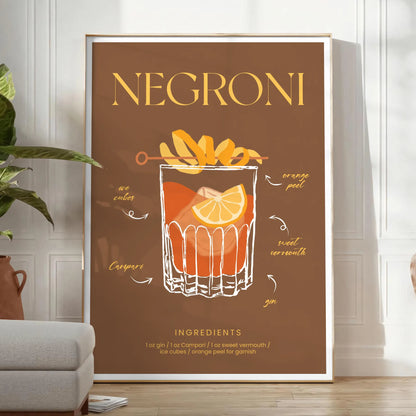 space vibrant Negroni Cocktail Art Poster green orange hues stunning print perfect wall lovers unique gift decor today available A4 cm A0