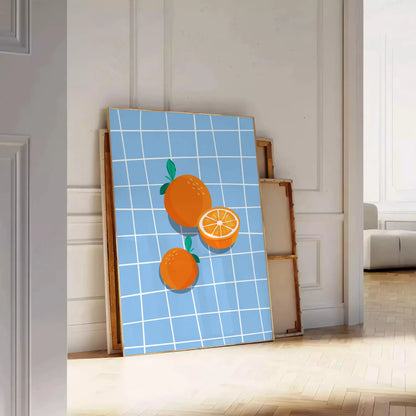 cooking space vibrant Orange Kitchen poster bold gray color palette wall art thoughtful gift artwork splash style home unframed versions decor
