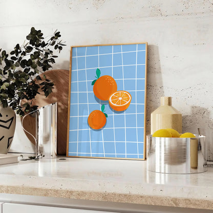 cooking space vibrant Orange Kitchen poster bold gray color palette wall art thoughtful gift artwork splash style home unframed versions decor