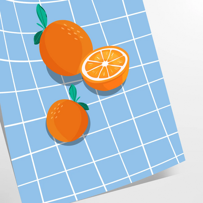 cooking space vibrant Orange Kitchen poster bold gray color palette wall art thoughtful gift artwork splash style home unframed versions decor