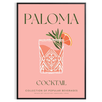 space stunning Paloma Cocktail art poster earthy brown vibrant green hues unique wall thoughtful gift captivating print touch elegance decor unframed options