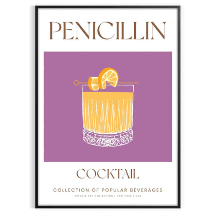 unique Penicillin Cocktail Art poster modern creativity chic gray vibrant orange palette wall lovers artwork stylish touch space print sizes A4 cm A0
