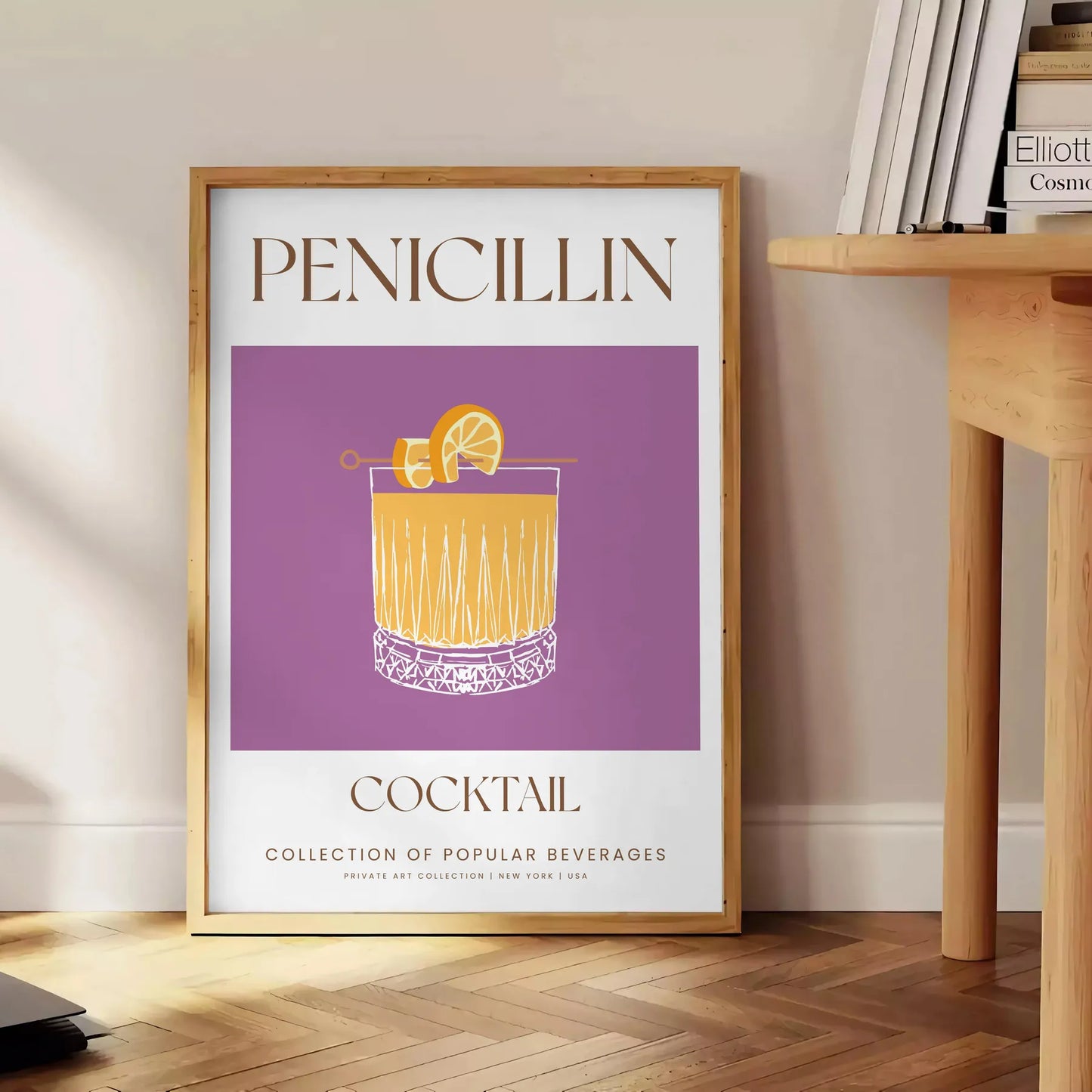 unique Penicillin Cocktail Art poster modern creativity chic gray vibrant orange palette wall lovers artwork stylish touch space print sizes A4 cm A0