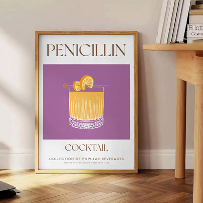 unique Penicillin Cocktail Art poster modern creativity chic gray vibrant orange palette wall lovers artwork stylish touch space print sizes A4 cm A0