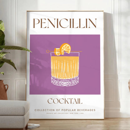unique Penicillin Cocktail Art poster modern creativity chic gray vibrant orange palette wall lovers artwork stylish touch space print sizes A4 cm A0