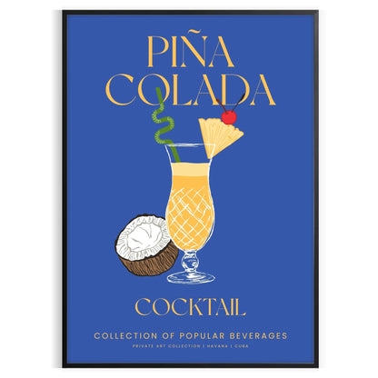 space vibrant Pina Colada Cocktail poster refreshing green blue hues wall art thoughtful gift enthusiasts room eye artwork A4 cm A0