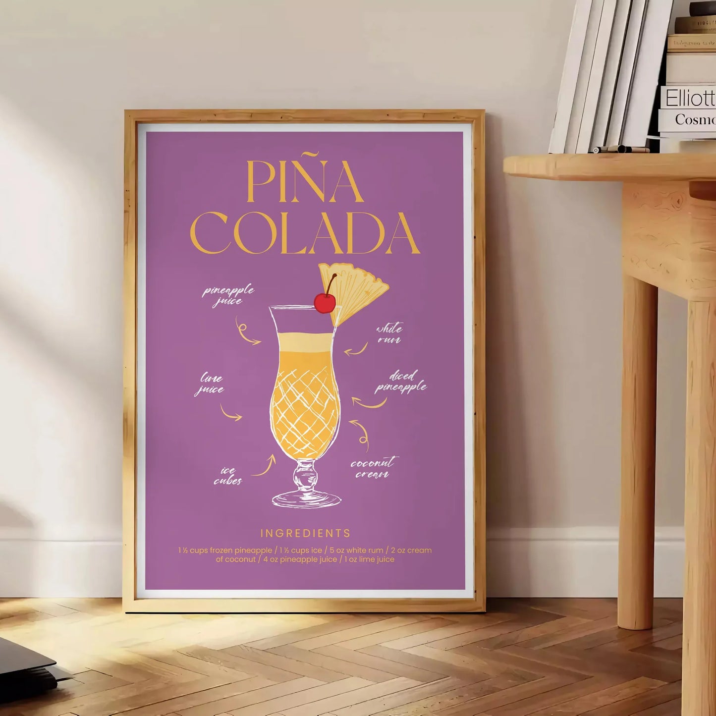 tropical twist space Pina Colada Cocktail Poster vibrant hues orange red striking wall art perfect gift lovers various print sizes A4 cm A0 decor today