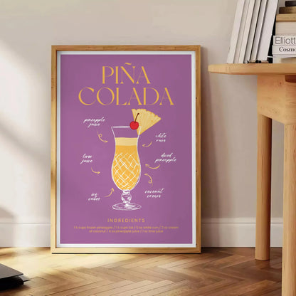 tropical twist space Pina Colada Cocktail Poster vibrant hues orange red striking wall art perfect gift lovers various print sizes A4 cm A0 decor today