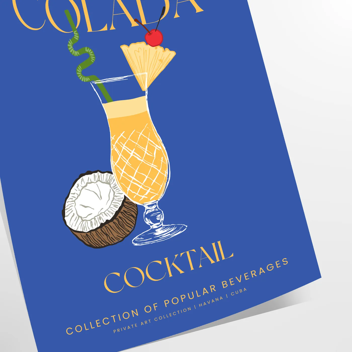 space vibrant Pina Colada Cocktail poster refreshing green blue hues wall art thoughtful gift enthusiasts room eye artwork A4 cm A0