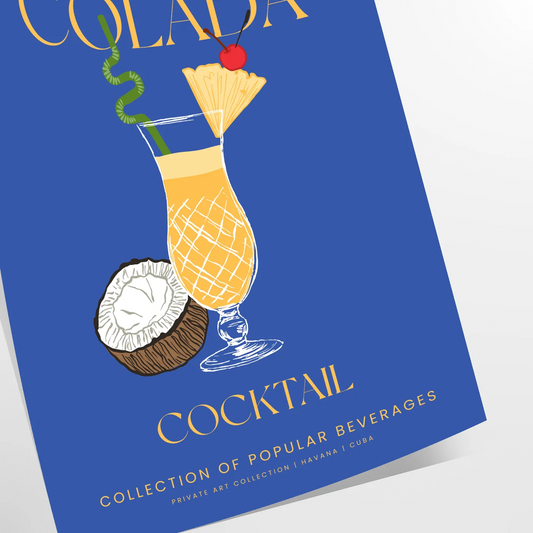 space vibrant Pina Colada Cocktail poster refreshing green blue hues wall art thoughtful gift enthusiasts room eye artwork A4 cm A0