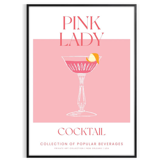 splash sophistication space vibrant Pink Lady Cocktail poster eye blend orange hues stunning wall art perfect print gift enthusiasts options frame