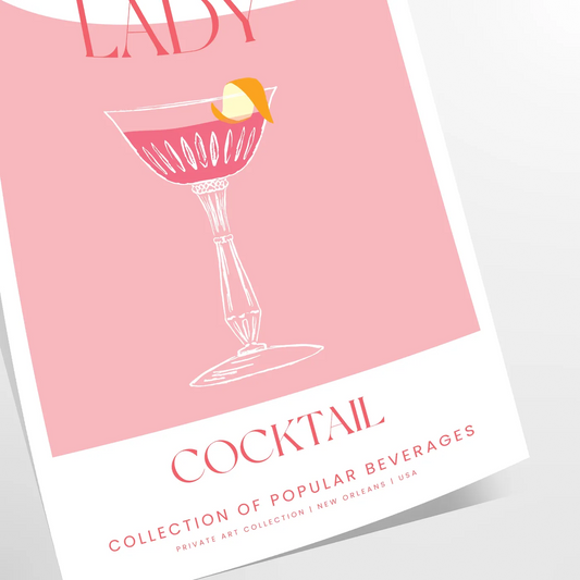 splash sophistication space vibrant Pink Lady Cocktail poster eye blend orange hues stunning wall art perfect print gift enthusiasts options frame