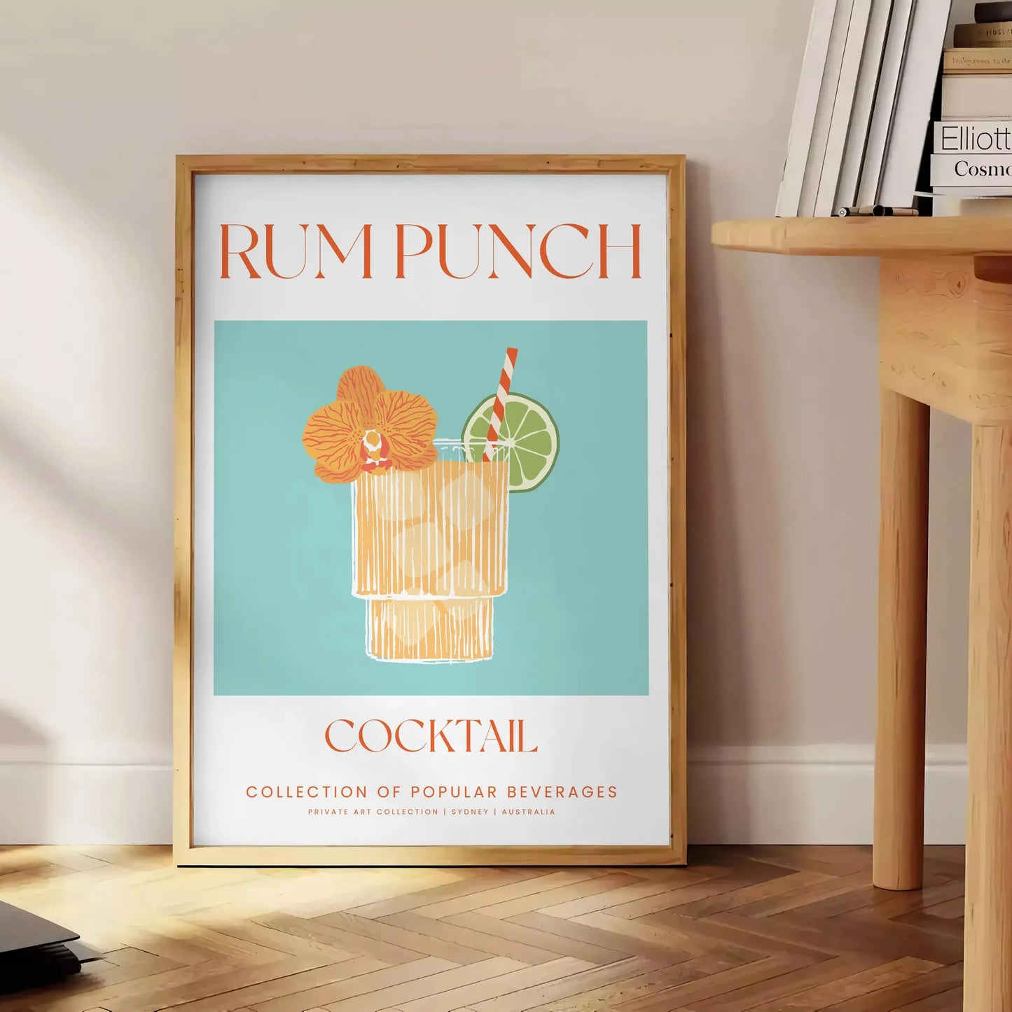 space vibrant rum punch cocktail poster lively green orange hues kitchen wall art unique gift eye print tropical touch room framed frameless version style