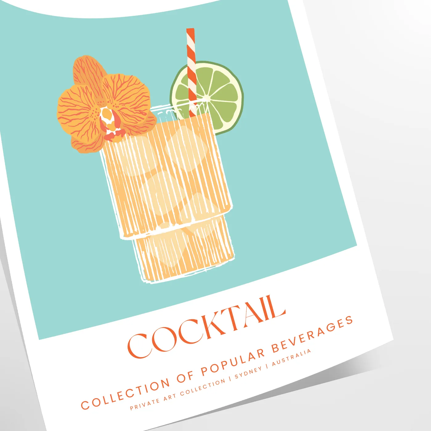 space vibrant rum punch cocktail poster lively green orange hues kitchen wall art unique gift eye print tropical touch room framed frameless version style
