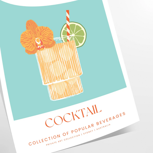 space vibrant rum punch cocktail poster lively green orange hues kitchen wall art unique gift eye print tropical touch room framed frameless version style