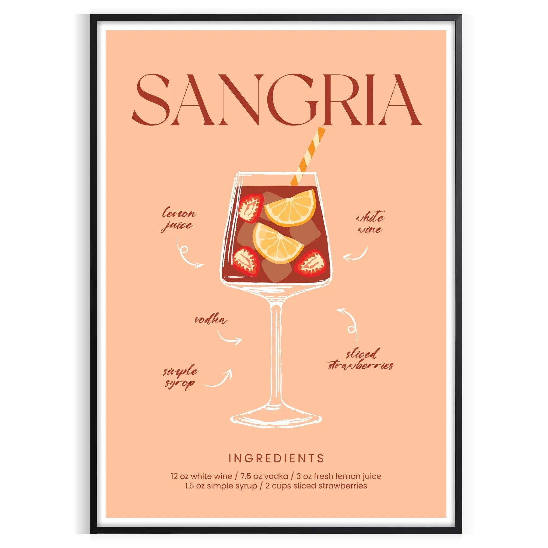 space vibrant Sangria Cocktail Poster rich brown orange hues essence summer captivating wall art perfect gift stylish addition room available A4 cm A0