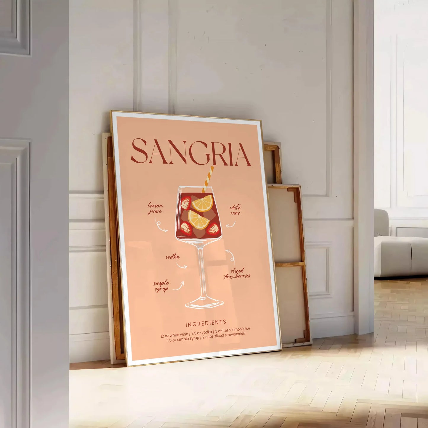 space vibrant Sangria Cocktail Poster rich brown orange hues essence summer captivating wall art perfect gift stylish addition room available A4 cm A0