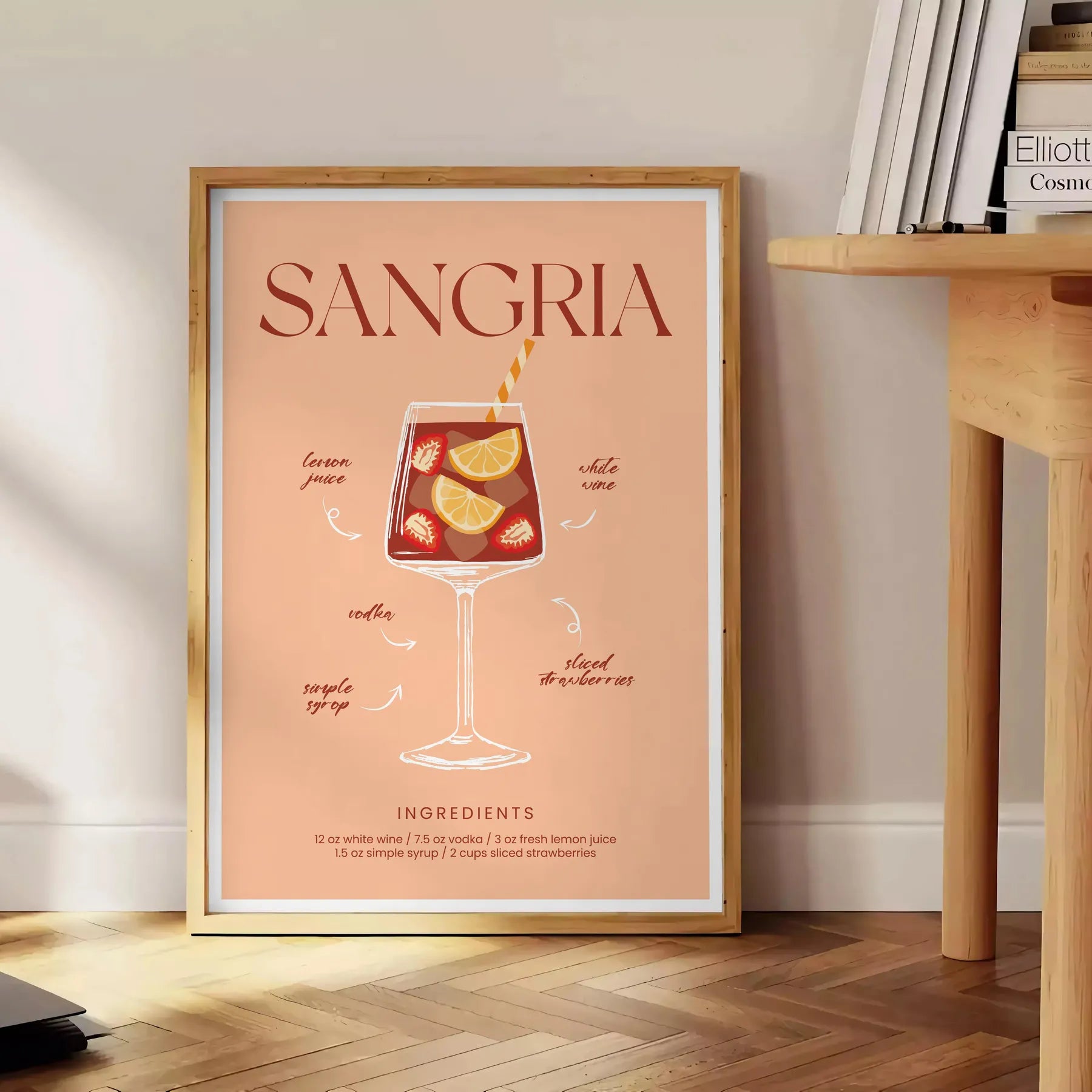space vibrant Sangria Cocktail Poster rich brown orange hues essence summer captivating wall art perfect gift stylish addition room available A4 cm A0