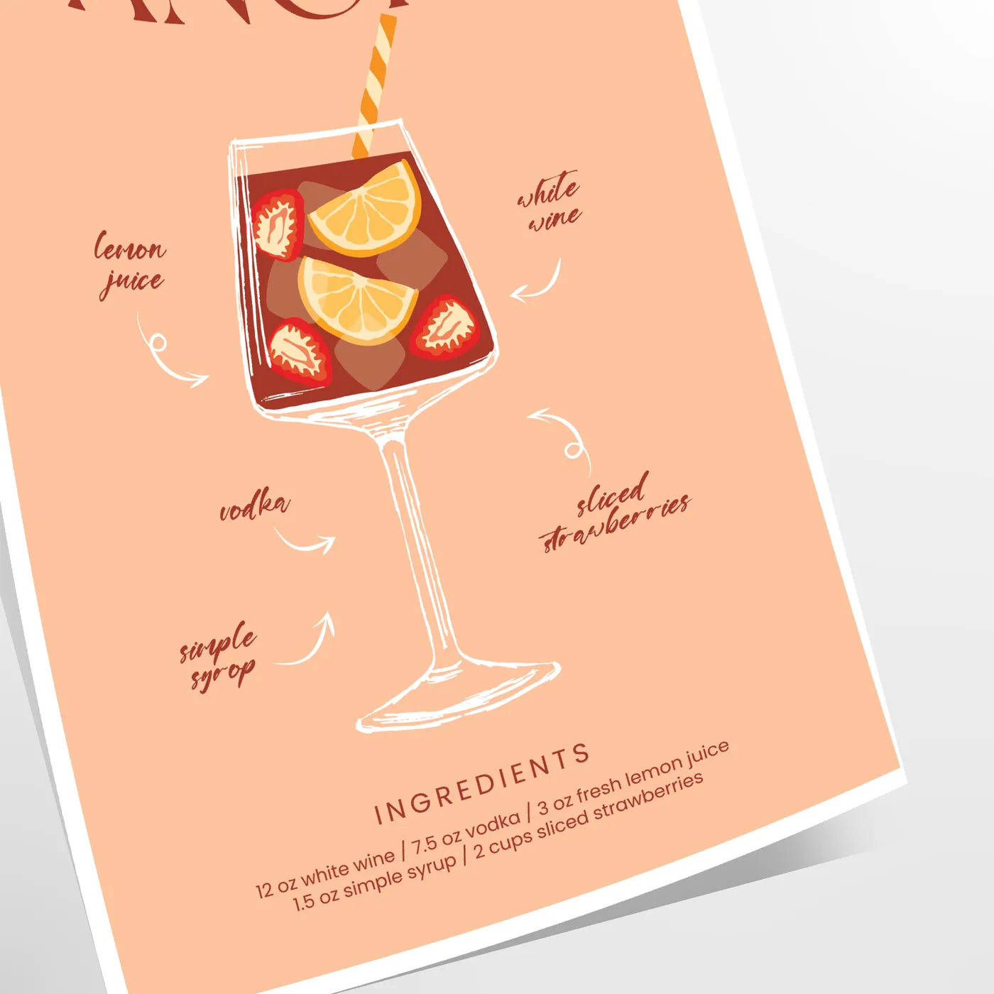 space vibrant Sangria Cocktail Poster rich brown orange hues essence summer captivating wall art perfect gift stylish addition room available A4 cm A0