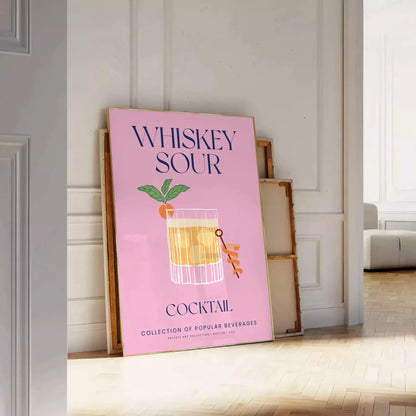 space Whiskey Sour Cocktail Art Poster vibrant yellow blue hues stunning wall splash sophistication unique gift decor A4 cm A0 sizes