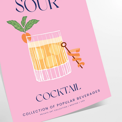 space Whiskey Sour Cocktail Art Poster vibrant yellow blue hues stunning wall splash sophistication unique gift decor A4 cm A0 sizes