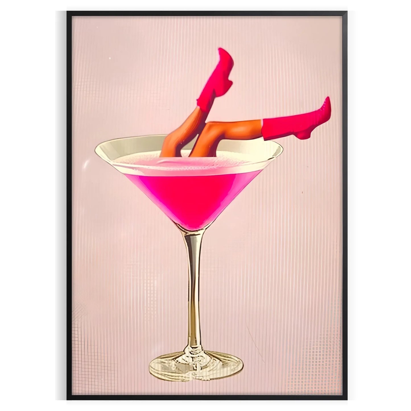 space stunning Woman Cocktail poster vibrant gray orange hues captivating wall art perfect gift elegance modern style room chic print A4 cm A0 dimensions