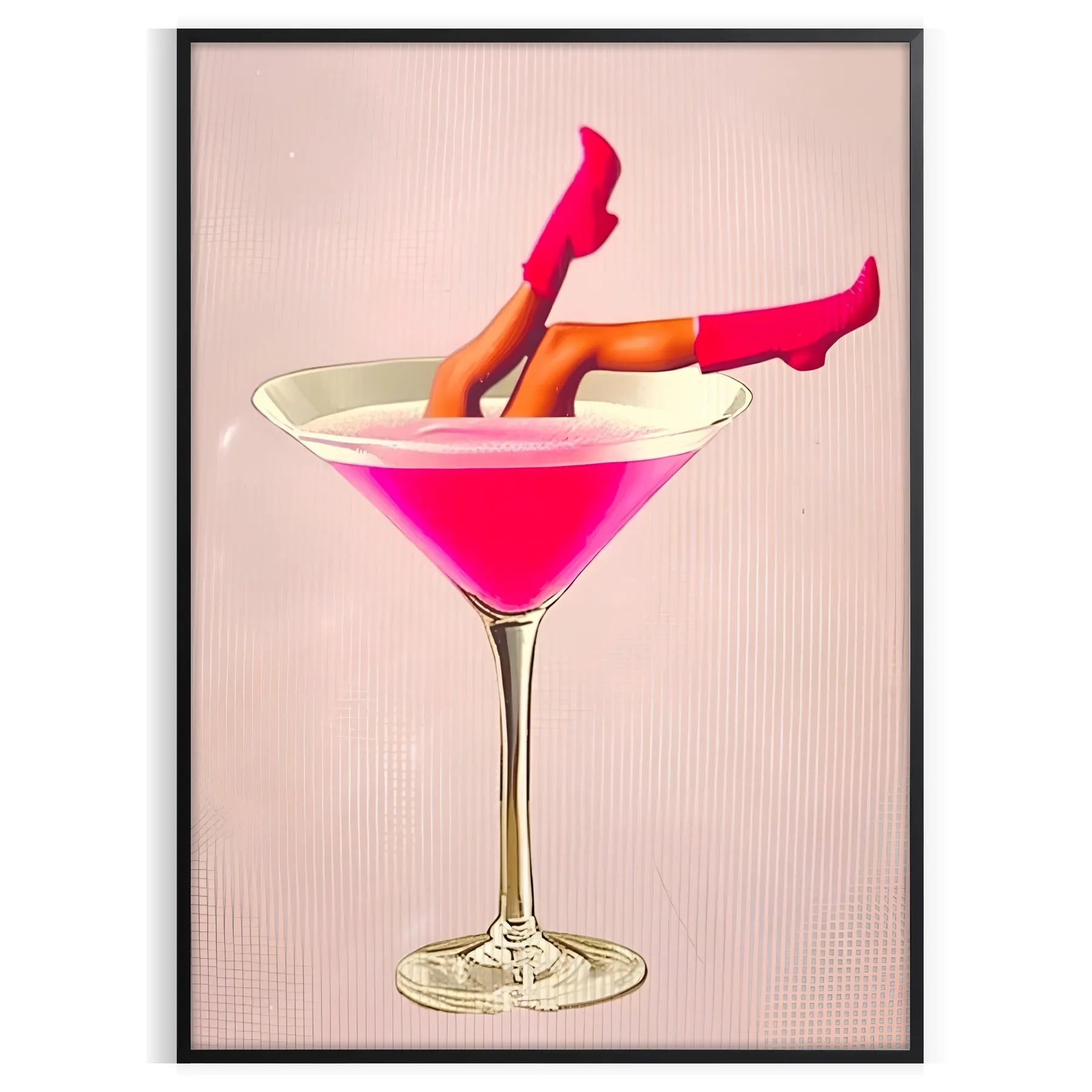 space stunning Woman Cocktail poster vibrant gray orange hues captivating wall art perfect gift elegance modern style room chic print A4 cm A0 dimensions